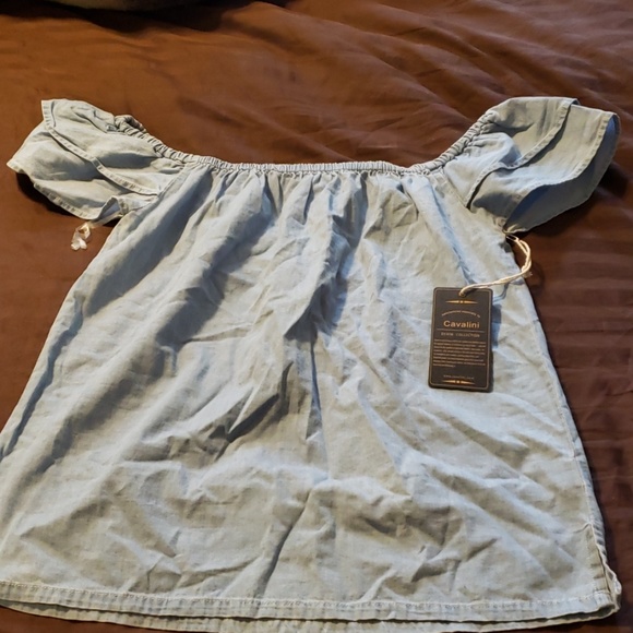 Cavalini Tops - Cavalini Off the shoulder  light  denim  top